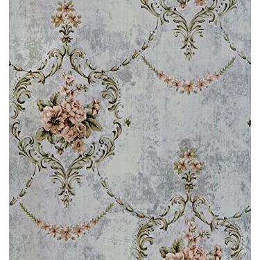 Imagem de YIXIFANS J9835 Papel de parede removível para contato com papel de parede autoadesivo Damasco para revestimento de parede decorativo 45 x 299 cm