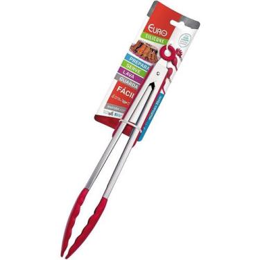Imagem de Pegador 35cm Multiuso silicone vermelho com cabo Inox, SIL2676-VM, Eur
