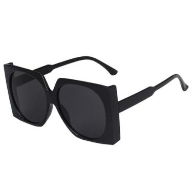 Imagem de Óculos de Sol Oversized com Lentes Gradientes em Cores Candy, Proteção UV400, Ideais para Esportes ao Ar Livre, Corrida e Ciclismo, nas Cores Preto e Cinza.
