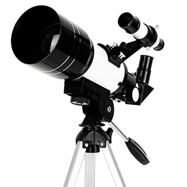 Imagem de pcagfaajmh Telescópio astronômico para adultos, refrator astronômico de 70 mm, telescópios HD, monóculo com tripé com suporte para telefone e espelho 90zenith