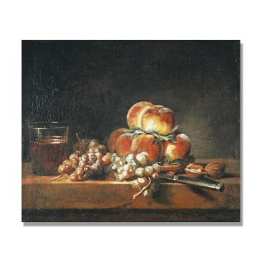 Imagem de NHLDZYH Vintage Fruta Ainda Vida Tela Retro Frutas Motivo Estilo Country Decoração de Parede para Cozinha e Sala de Jantar. A19. 80 x 96 cm. Apenas Tela