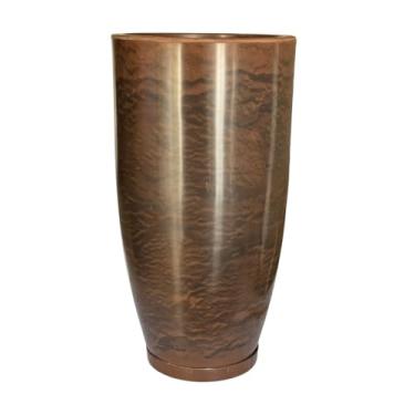 Imagem de Vaso Grande Liso Polietileno P/plantas Redondo Marmorizado Jardim Varanda (Marrom Cacau)