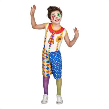 Imagem de Fantasia Infantil Carnaval Masculina Roupa Palhaco Palhacinho Circo Festa e Carnaval (Branco, GG 10-12)