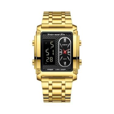 Imagem de Relógio De Pulso Masculino De Luxo BINBOND Com Quartzo Dourado, Relógi