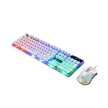 Imagem de Combo de Teclado com Fio Retroiluminação Pés Dobráveis Teclas Suspensas Design Ergonômico Luz Respiratória Plug N Play 12 Atalho para Experiência Digitação Confortável