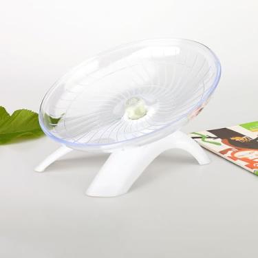 Imagem de Disco voador silencioso para hamster, 18 cm, adequado para porquinhos-da-índia, hamsters, ouriços e outros animais pequenos para garantir exercícios seguros (branca)