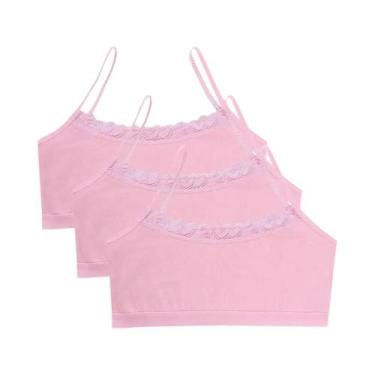 Imagem de Sutiãs De Treinamento De Renda Para Crianças 3 Peças Verão Cor Sólida 