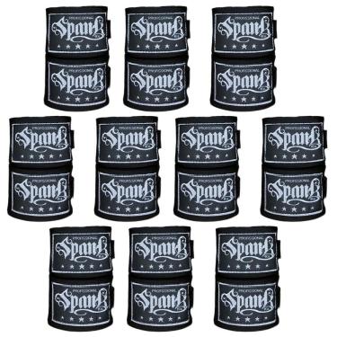 Imagem de Kit 10 Pares Bandagem Elástica Boxe 3Metros - Preto