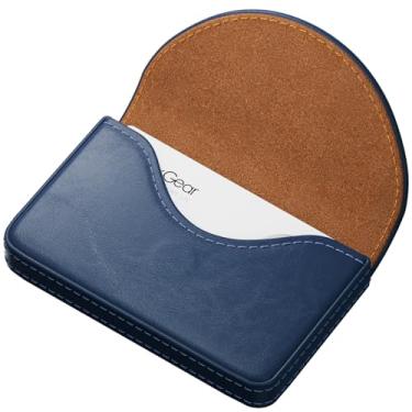 Imagem de MaxGear Capa para cartão de visita, capa de couro PU para cartão de visita, carteira de bolso para homens ou mulheres, presente para homens ou mulheres, porta-cartões de visita magnético, fino e