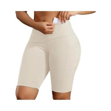 Imagem de Shorts De Treino Femininos Em Cor Sólida Com Efeito Levanta Bumbum E 3