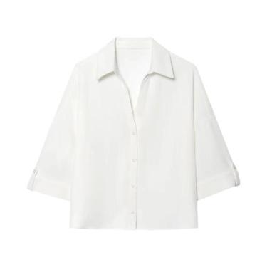 Imagem de Conjunto Feminino De Verão: Camisa De Manga Larga Com Cinto E Shorts P