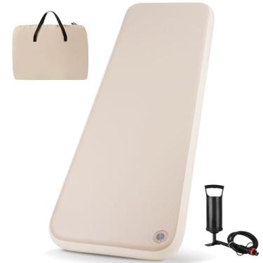 Imagem de TOBTOS Colchão de ar de tamanho único de 7,6 cm de espessura com bomba de ar manual, sem flacidez e colchão durável, colchão de ar à prova d'água para casa, caminhadas, atividades ao ar livre