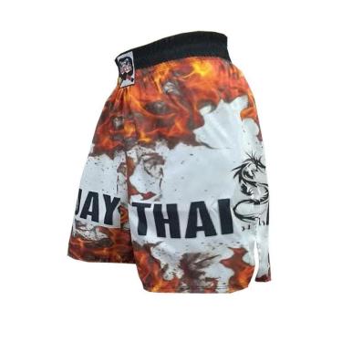 Imagem de Short Calcao Muay Thai Fire -  Preto/Branco - Duelo Fight-Unissex