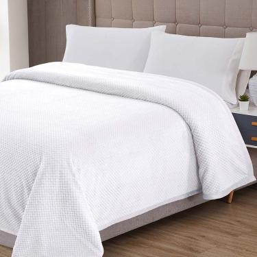 Imagem de Cobertor Manta Willow Casal Queen 2,40m x 2,20m Alto Relevo Macio - Branco