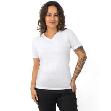 Imagem de Camiseta Baby Look Gola V Algodão Feminina Básica Mirante-Feminino