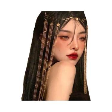 Imagem de Tiara Feminina Retrô De Luxo Com Cristais E Borlas, Adorno De Cabelo C