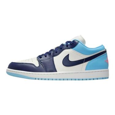 Imagem de Tênis masculino Air Jordan 1 Low (Sail/Blue Chill/Hot Lava/Blue Void), Vela/azul frio/lava quente/vazio azul, 38