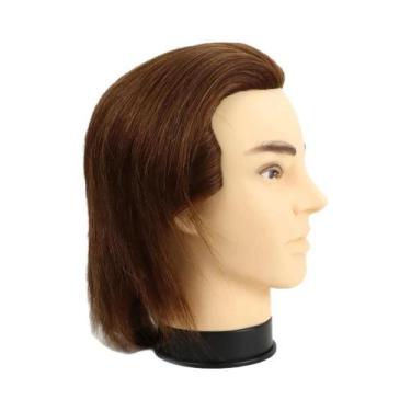 Imagem de Cabeça De Manequim Masculina Com Cabelo Humano Real E Barba Para Trein