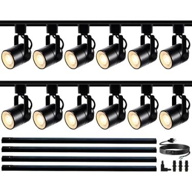 Imagem de Bravsekai Kit Completo De Iluminação De Trilho Led Gu10, Trilhos De Trilho Tipo H Reguláveis De 3X4,92 Pés, Luz Natural De 4000K, 12 Pacotes De Lâmpadas Led Gu10, Luminária De Teto, Uma Solução De I