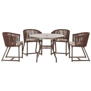 Imagem de Mesa Com 4 Cadeiras E Noronha Estofado 6 Trama Original Marrom