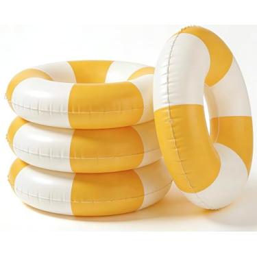 Imagem de 4 peças boias infláveis para piscina, anéis de natação de 89 cm, tubo interno grande, anéis de natação para piscina, espreguiçadeira, boia para festa na piscina e verão (amarelo 3Q, 4)