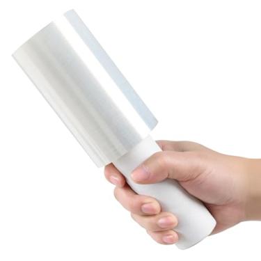 Imagem de 1 pacote de filme elástico com alça, 12,5 cm x 1,2 m de força industrial envoltório elástico manual, película retrátil de paletes de plástico autoaderente resistente para movimentação e armazenamento