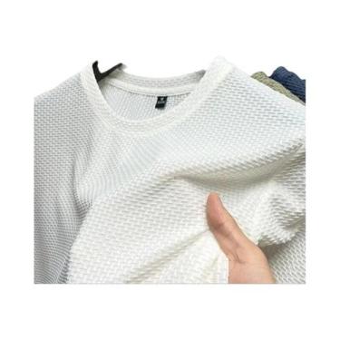 Imagem de Camiseta Masculina De Verão Em Seda Gelada De Alta Qualidade, Manga Cu