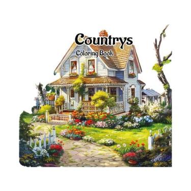 Imagem de Livro De Colorir Para Adultos 20 Páginas Desenhos Com Tema Paisagístic