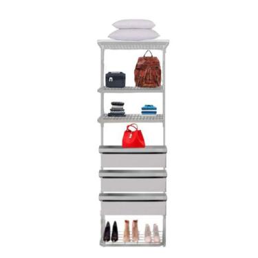 Imagem de Closet Aramado Linear CLR 250 com Gaveta - Casa Expressa, Branco, 1,90