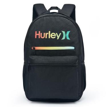 Imagem de Mochila Hurley Unissex Casual Escolar Juvenil Passeio Preta Espaçosa