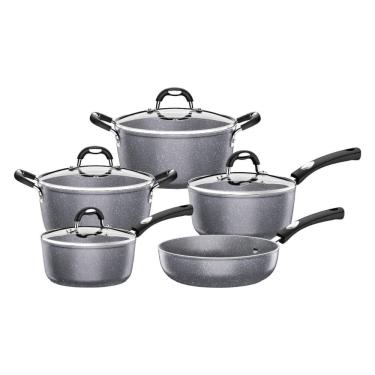 Imagem de Jogo de Panelas Tramontina Mônaco em Alumínio Starflon Premium Cinza 5 Peças