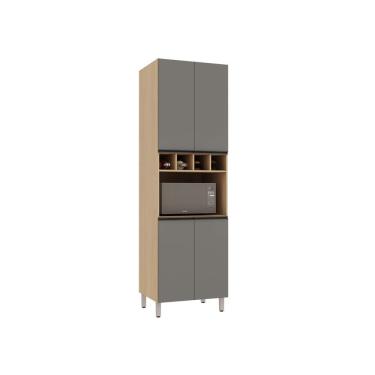 Imagem de Paneleiro 70cm 4 Portas Com Nicho Microondas Essenza Luciane Andorra-cinza Puro