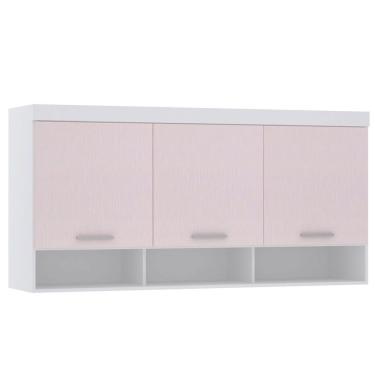Imagem de Armário Aéreo Maleiro 165cm 3 Pts Alpes Luciane Móveis Branco Pf/rosa Pf