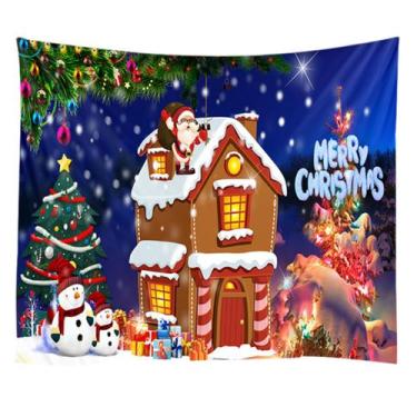 Imagem de Estética de sala de parede de madeira de tapeçaria de Natal 200x150cm 