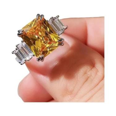 Imagem de Alianças De Casamento Femininas Elegantes Com Pedra CZ Em Formato Geom