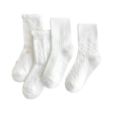 Imagem de Meias De Renda Brancas Versáteis Estilo Coreano Para Meninas, Quatro P