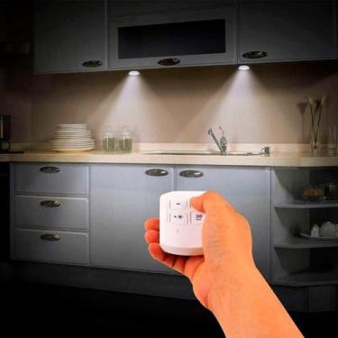 Imagem de Kit 3 Lâmpada Iluminaria Led Luminária Sem Fio Controle Remoto Spots A