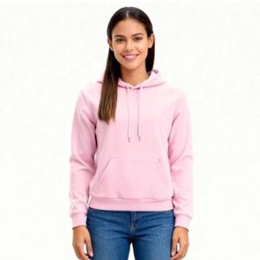 Imagem de Moletom Feminino Liso Abrigo Blusa Moleton Casaco com Capuz-Feminino