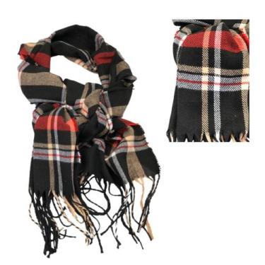 Imagem de Cachecol Xadrez Preto Vermelho e Bege unissex - REDSTAR