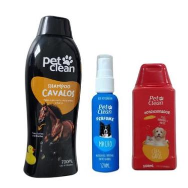Imagem de Kit POP Pet Clean Shampoo + Perfume + Condicionador Pet Cães, Cavalo +