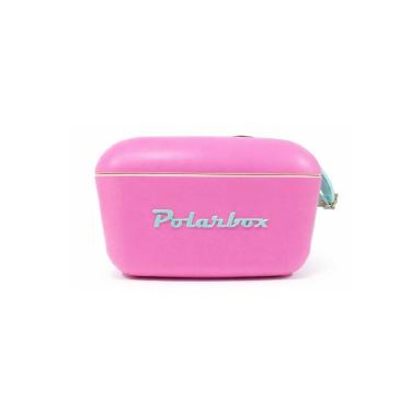 Imagem de Bolsa Térmica Cooler Retrô Com Alça Em Couro 12 Litros  - Rosa Chiclete Alça Verde