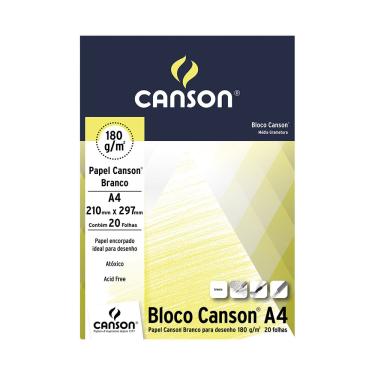Imagem de Bloco de Desenho Canson A4 Branco com 20 Folhas 210x297mm 180g