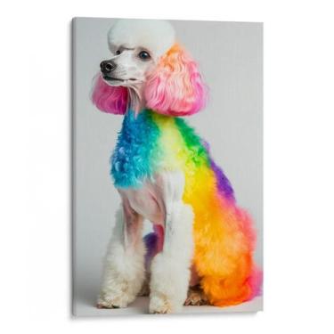 Imagem de Quadro decorativo Poodle Colorido - Art Canvas, 120 x 80 cm, Borda Inf