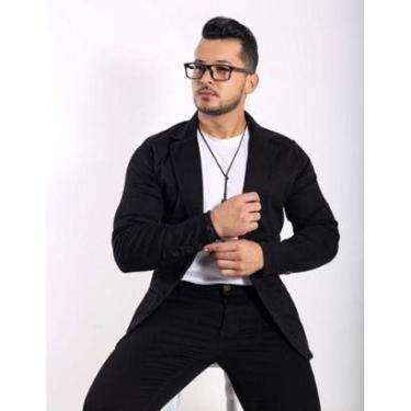 Imagem de Blazer Slim Fit Luxo Esporte Sarja  Masculina-Masculino