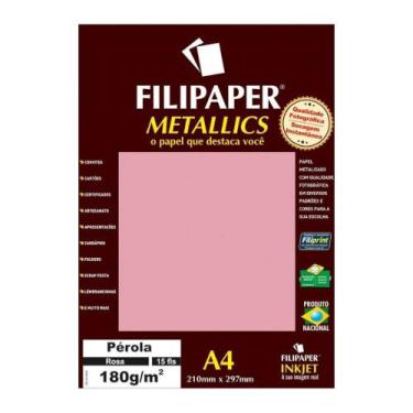 Imagem de Papel Pérola A4 Filipaper Metallics 180g 15 Folhas Rosa - FILIPERSON