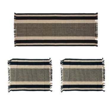 Imagem de Kit 3 Tapetes Cozinha Algodão Grosso Macio Antiderrapante + Passadeira