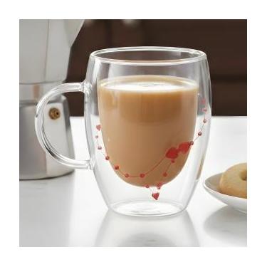 Imagem de Xícara Fios de Coração 260ml para Café Expresso Dolce Gusto  Vidro Dup