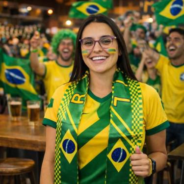 Imagem de Cachecol Brasil Copa do Mundo Verde e Amarelo Torcida - Torcida Brasil