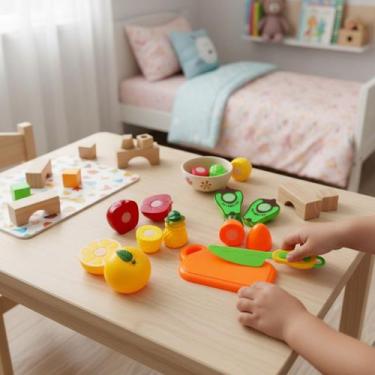 Imagem de Kit Legumes Frutas Dia de Feira Comidinha Brinquedo Colorido - Well Ki