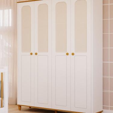 Imagem de Guarda Roupa de Bebê 4 Portas 3 Gavetas Bala de Coco Expresso Moveis Branco/Marrom